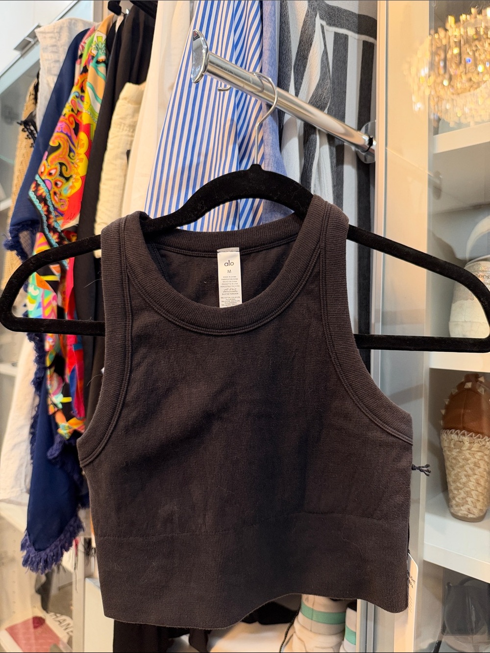 ALO Yoga Black Cropped Ribbed Tank